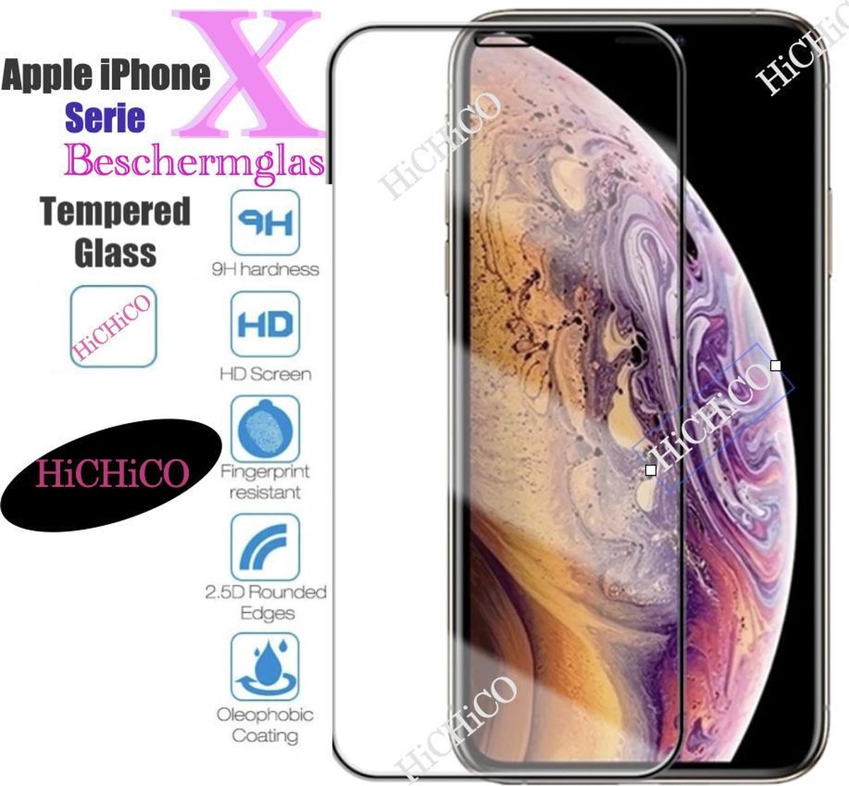 iPhone X Screenprotector Glas, Tempered Glass, Beschermglas, iPhone X Screenprotector Glas, iPhone X Screen Protector - Screenprotector iPhone X, Glazen bescherming 2.5D 9H 0.3mm - Fairco
