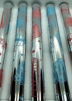 Cadeaufolie inpakpapier zilver roze blauw metallic 150 x 70 cm 5 rollen assorti
