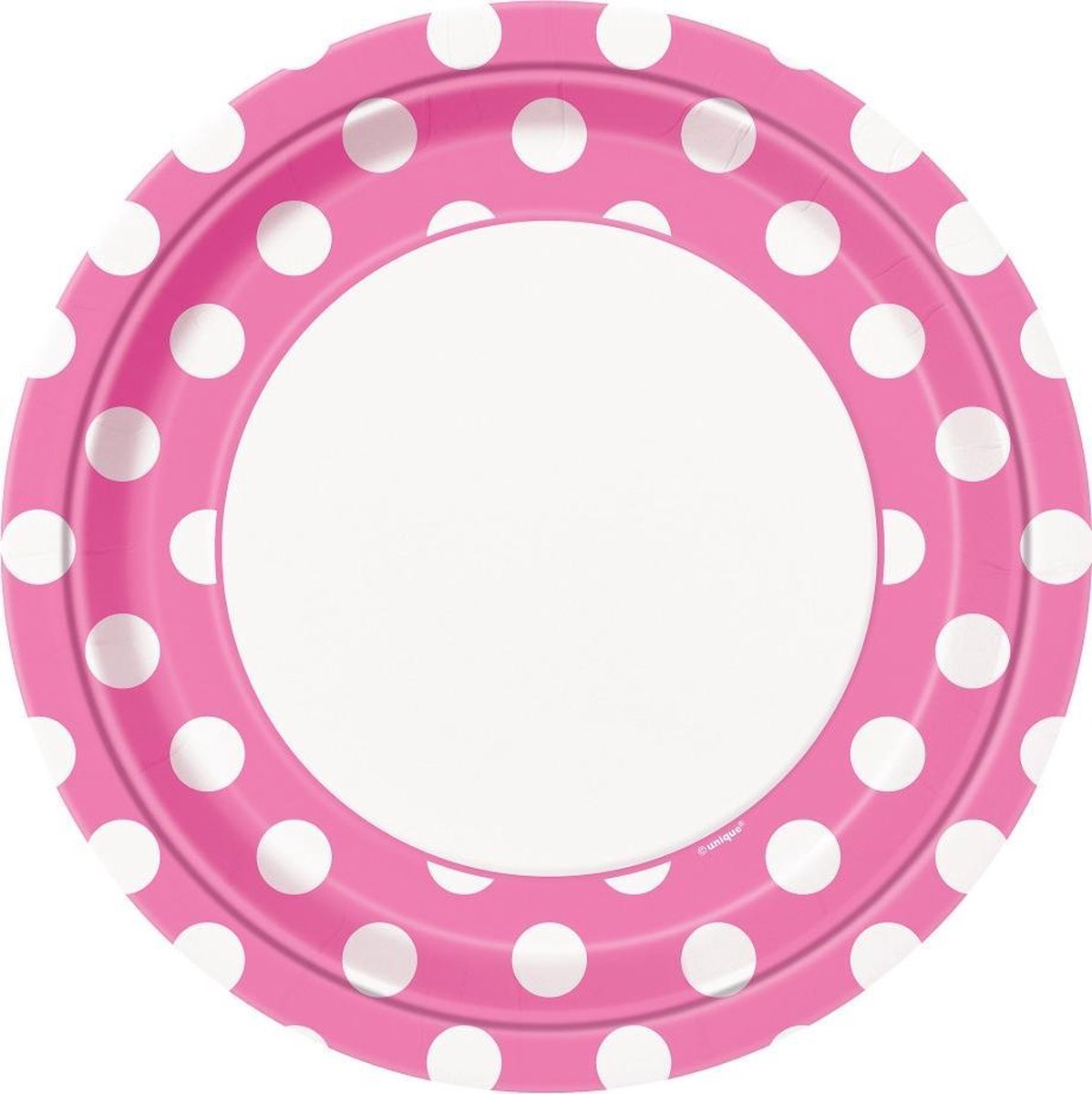 Unique Feestborden 23 Cm 8 Stuks Karton Roze/wit