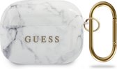 Guess Airpods Pro Case - Wit - Marble met Ring