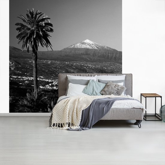 Papier peint photo vinyle - Orotava avec vue sur El Teide Tenerife - Zwart- Wit largeur 240 cm x hauteur 240 cm - Tirage photo sur papier peint (disponible en 7 tailles)
