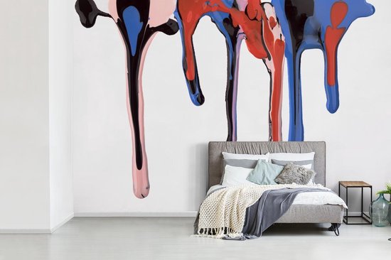 Dégoulinant de peinture de couleur gouttes fond d' fotobehang