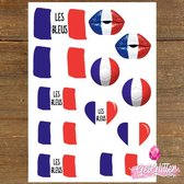 GetGlitterBaby - Plak Tattoos Voetbal / Tijdelijke Tattoo Sticker / Nep Tatoeage / Gezicht en Lichaam Schmink Versiering - Frankrijk / Franse Vlag / France / Les Bleus