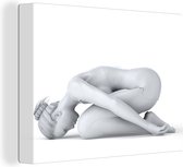 Une illustration d'une personne rétrécie pendant le yoga sur toile 160x120 cm - Tirage photo sur toile (Décoration murale salon / chambre) XXL / Groot format!
