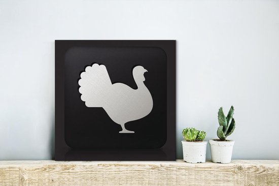 Une illustration d'une dinde sur une toile de fond noir 20x20 cm - petit - Tirage photo sur toile (Décoration murale salon / chambre) / Animaux sauvages Peintures sur toile