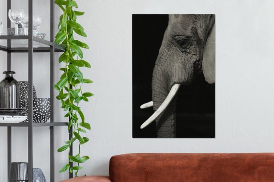 Tableau Toile Éléphant - Animal - Défense - 60x90 cm - Décoration murale