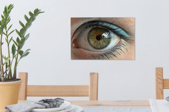 Gros plan d'un oeil marron clair 30x20 cm - petit - Tirage photo sur toile (Décoration murale salon / chambre)