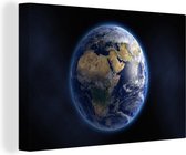 Canvas Schilderij Aarde - Ruimte - Planeet - 90x60 cm - Wanddecoratie