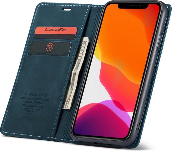 Bol Com Apple Iphone 12 Mini Caseme Hoesje Navy Blue Portemonnee Book Case