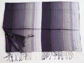 YELIZ YAKAR - Luxe zomersjaal dames  sjaal/omslagdoek "Gossy I"- 100% katoen - kleurverloop van zwart naar paars degrade strepen - handmade - designer kleding - trendy shawl