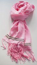 YELIZ YAKAR - Luxe  zomersjaal dames Pashmina sjaal/omslagdoek "Capra IV" - zachte roze kleur - sier band detail met drukknopen - handmade - designer kleding - trendy shawl