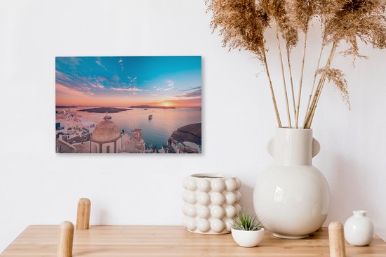 Grèce au coucher du soleil 30x20 cm - petit - Tirage photo sur toile (Décoration murale salon / chambre)