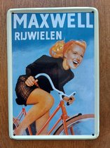 Maxwell Rijwielen reclame Fiets - Metalen reclamebord - Wandbordje - 10x15 cm