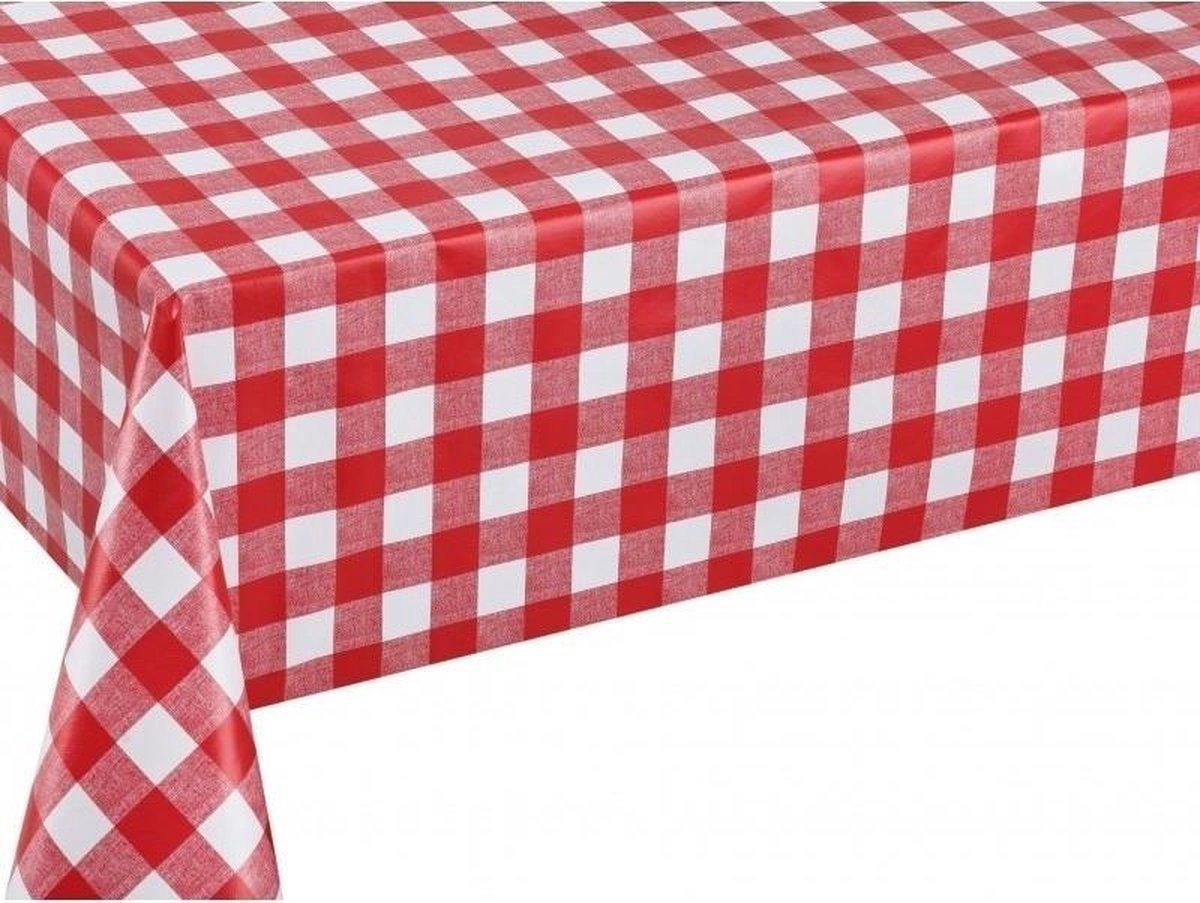 Buiten tafelkleed/tafelzeil boeren ruit rood/wit 140 x 240 cm rechthoekig - Tuintafelkleed tafeldecoratie met ruitjes - Merkloos