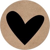 Sluitsticker - Sluitzegel – Zwart – Kraft naturel | Hart / Hartje | Moederdag | Trouwkaart - Geboortekaart - Envelop | Harten - Chique | Envelop stickers | Cadeau - Gift - Cadeauza