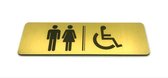 Deurbordje Toilet - WC bordjes – Tekstbord WC – Toilet bordje – WC - Bordje – Man Vrouw Invalide Toilet – Heren Dames Invalide - Geborsteld Goud Look – Pictogram - Zelfklevend – 5 cm x 15 cm x 1,6 mm - 5 Jaar Garantie