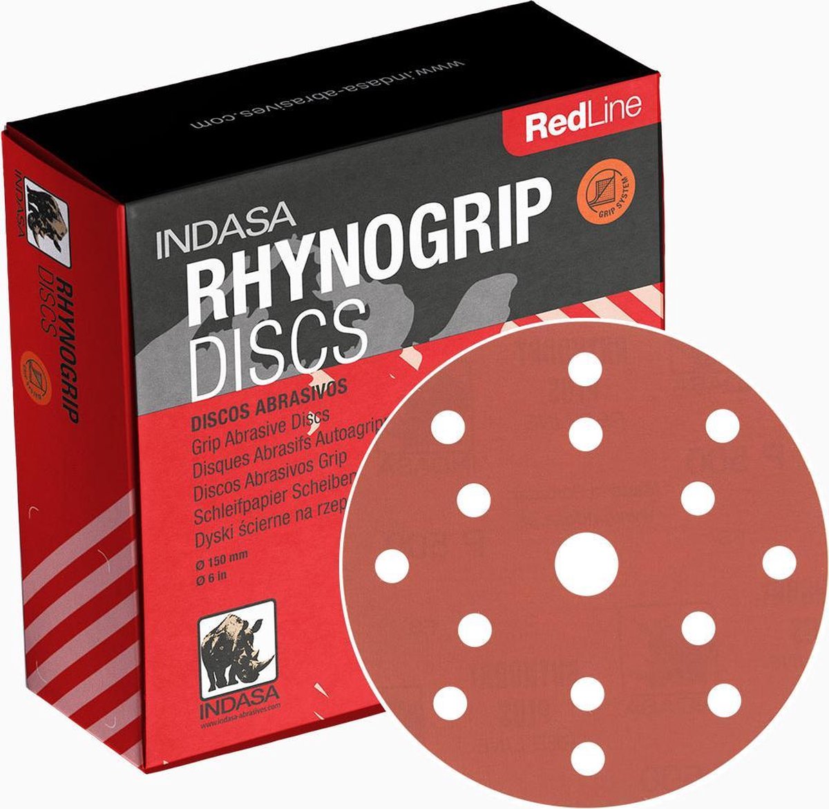 INDASA Schuurpapier 150mm P 50O – 50 stuks – Voor excentrische schuurmachines - Klittenbandbevestiging