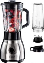 Gutos Russell Hobbs - Blender - To go - Mini Blender - Met beker - Bottle - Smoothie - Blenders - Keukenrobot 2-in-1 - Met To-go mok & deksel - 1,5 l glazen container - Pulse en ic