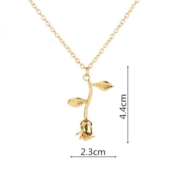 Collier Gading® avec pendentif Rose - Colliers en acier couleur argent pour femme fille - 50+5 cm