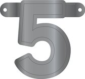 Banner letter 5 metallic zilver
