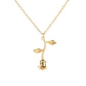 Gading® Ketting met Rose hanger - goudkleurig Staal kettingen voor dames meisje - 50+5 cm-valentijn cadeautje