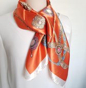 Mooie Dames sjaal oranje | Zijde zachte Sjaaltje 70X70 cm | Stewardess Sjaaltje Orange| Koningsdag oranje sjaal