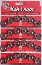 Koh-i-noor roestvrijstalen zilveren drukknopen No7 - 18 mm - zilver - aannaaibare drukkers - 24 stuks op kaart