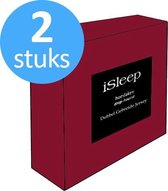 iSleep Dubbel Jersey Hoeslaken Voordeelset (2 Stuks) - Eenpersoons - 90/100x220 cm - Bordeaux