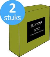 iSleep Dubbel Jersey Hoeslaken Voordeelset (2 Stuks) - Eenpersoons - 80/90x200 cm - Groen