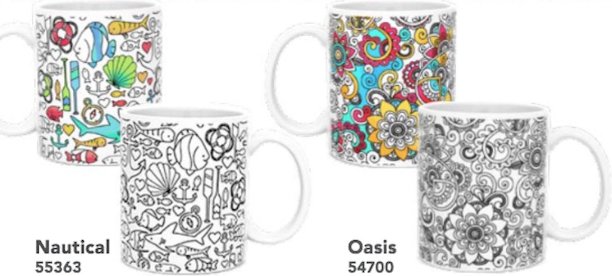 2 set of Dci Color Joy Mug to Color : Nautical & Oasis| Stonware | Handwash after decorating