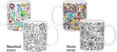 Lot de 2 Dci Color Joy Mug à Colorier : Nautique & Oasis| grès | Lavage à la main après décoration