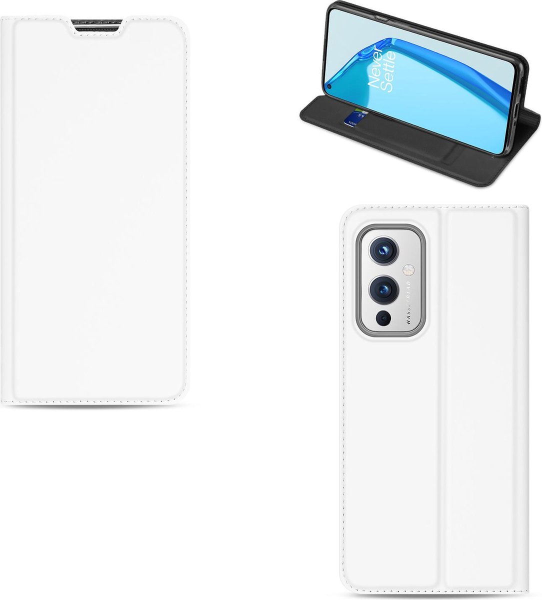 OnePlus 9 Book Case Hoesje Wit met Pashouder