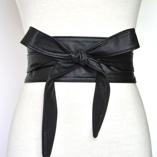 WiseGoods Riem de Luxe pour femme avec nœud - Ceinture enveloppante - Ceinture pour femme - Accessoires de vêtements pour bébé de Mode - Aspect cuir - Zwart
