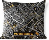 Buitenkussen - Plattegrond - Voorburg - Goud - Zwart - 45x45 cm - Weerbestendig - Stadskaart