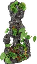 Aquarium decoratie Rots met Plant - 22 x 16 x 45 cm - Groen - 22 x 16 x 45 cm