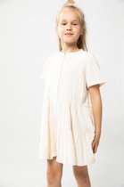 Sissy-Boy - Beige ruffle jurk met lurex en korte mouw