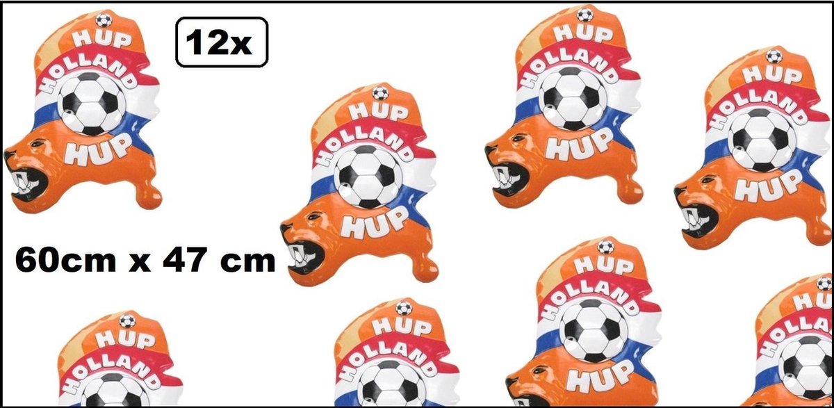 12x Wand/ muur decoratie Nederland 60cm x 47 cm voor binnen en buiten - EK voetbal Oranje Holland festival Leeuw thema feest versiering