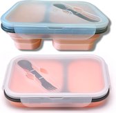 Winkrs - Siliconen Lunchbox - Opvouwbaar/Inklapbaar Bento box - Inclusief Spork - Roze