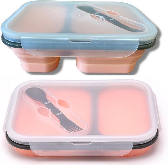 Winkrs - Siliconen Lunchbox - Opvouwbaar/Inklapbaar Bento box - Spork - bol.com