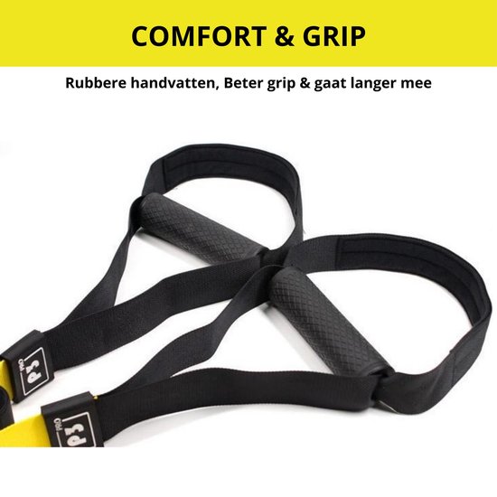 W&Z® Suspension trainer Pro - Thuis sporten - Complete suspension Training set - Resistance training- Zwart/Geel