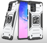 Samsung S10 Lite 2020 Hoesje - Heavy Duty Armor hoesje Zliver - Galaxy S10 Lite / A91 silicone TPU hybride hoesje Kickstand ringhouder met Magnetisch Auto Mount