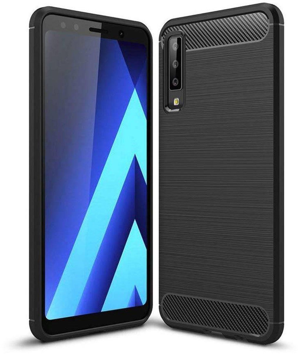 Ntech Soft Brushed Hoesje Geschikt Voor Samsung Galaxy A7 2018 - Matt Zwart