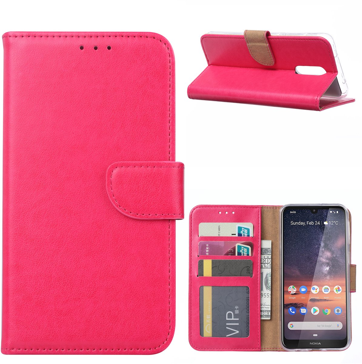 Ntech Hoesje geschikt voor Nokia 3.2 Portemonnee Hoesje / Book Case - Pink/Roze