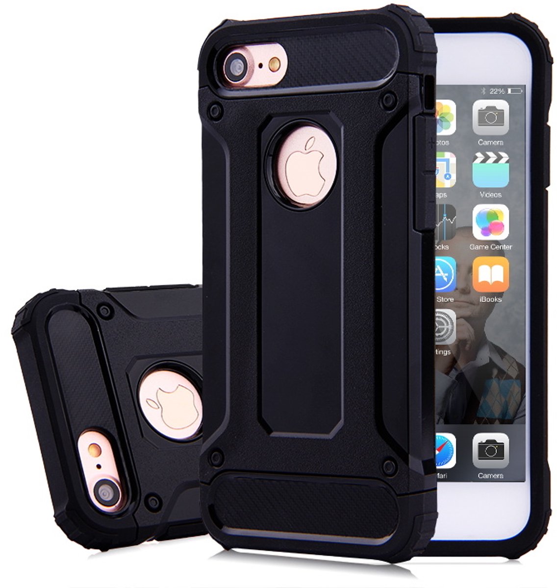 Ntech hoesje Geschikt voor iPhone 8 / 7 Armor Hoesje - Zwart