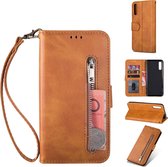 Luxe Telefoonhoesje voor Samsung Galaxy A50 | Hoogwaardig Leren Bookcase | Lederen Wallet Case | Pasjeshouder | Portemonnee | Rits | Cognac Bruin