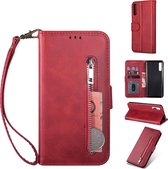 Luxe Telefoonhoesje voor Samsung Galaxy A50 | Hoogwaardig Leren Bookcase | Lederen Wallet Case | Pasjeshouder | Portemonnee | Rits | Rood