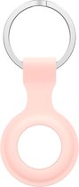 By Qubix - AirTag case - draagbare silicone beschermhoes voor Apple AirTags, met sleutelhanger - licht roze