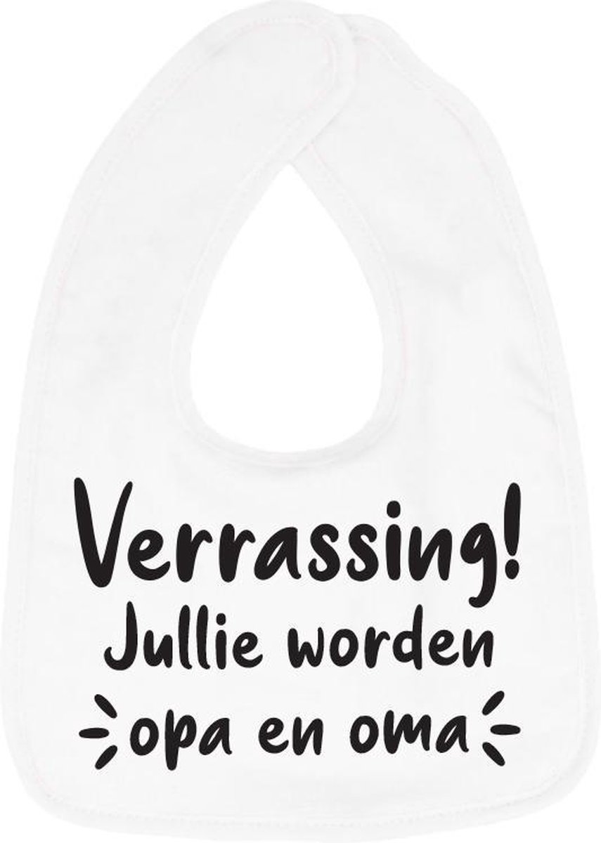 Goedkoopste Hospitrix Slabbetje met tekst Verrassing! Jullie worden opa en oma Wit - Cadeau Zwangerschap - Baby Kwijldoek - Kwijllap - Morslap - Bavette - Bekendmaking - Aankondiging - Aanstaande Moeder - Moederdag