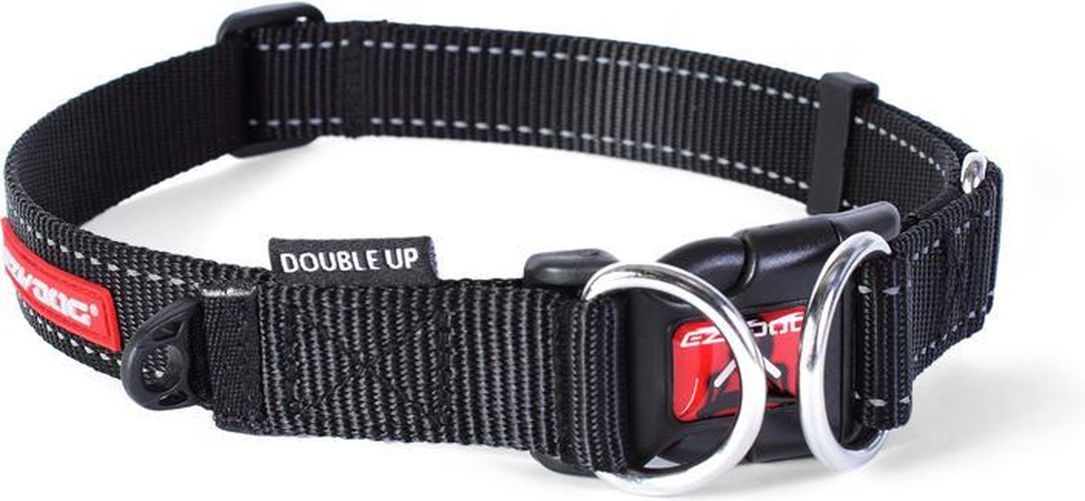 EZYDOG Double Up Hundehalsband – Reflektierend, Aus Weichem Neopren & Starkem Nylon, Mit 2 D-Ringen (versch. Größen)
