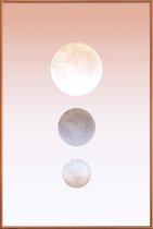 JUNIQE - Poster met kunststof lijst Moon Triplet -13x18 /Bruin &